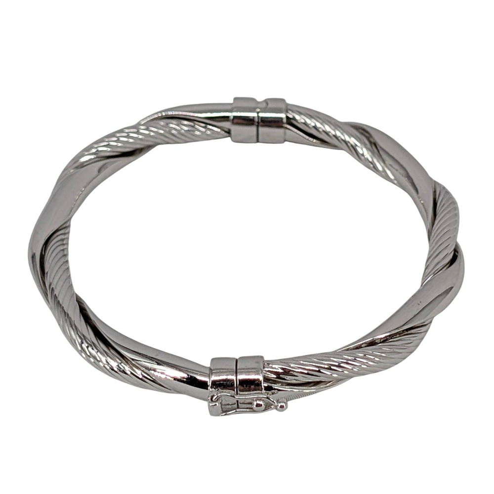 SLC 925 Sterling Silver Twisted Cable Bangle Bracelet Thailand Hinged 7" 21g